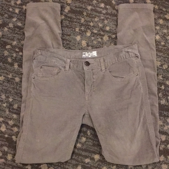 Free People Pants - Free People 27 gray /green Corduroy skinny pants